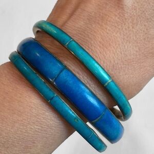 Turquoise Bracelet Set Blue Cobalt